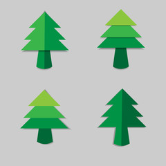Obraz premium Christmas tree green paper with shadow