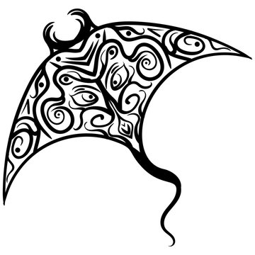 Stylized ornament devil ray fish tattoo sketch