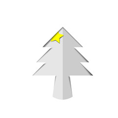 Christmas tree white paper cutout with star