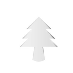 Fototapeta premium Christmas tree white paper with shadow
