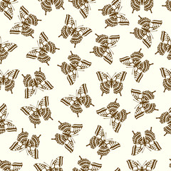 Butterfly vector illustration on a seamless pattern background