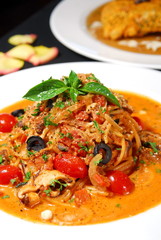 Spaghetti with a rich meat sauce