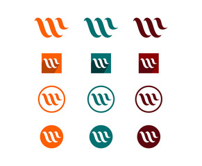Unique Initial Letter W for Company Icon Logo Set