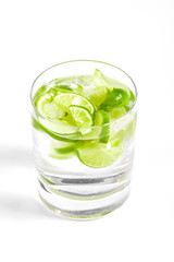 Glass with Water on White Background
