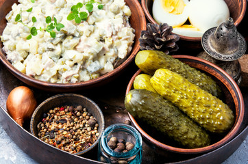 Russian meat salad Olivier