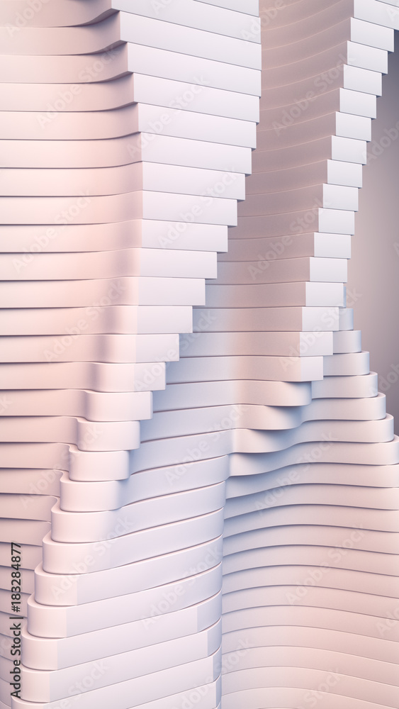 Aufkleber white stripe pattern futuristic background. 3d render illustration