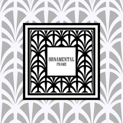 Luxury ornamental background with black frame. Template for design. Vector illustration