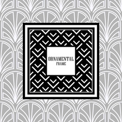 Luxury ornamental background with black frame. Template for design. Vector illustration