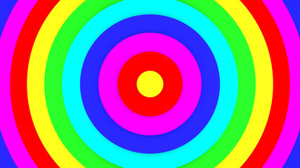 Rainbow color concentric circles 3D rendering