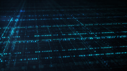 Blue sci-fi grid information technology concept