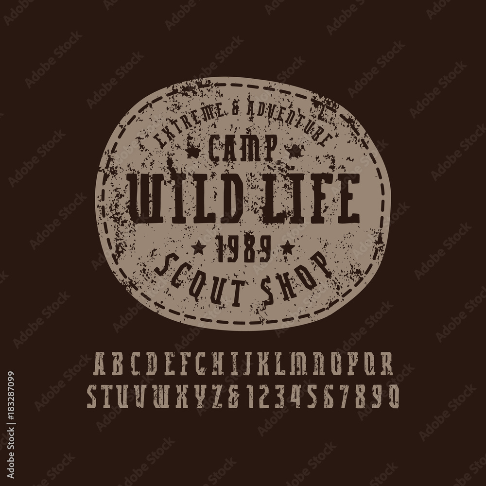 Fototapete narrow serif font in the style of handmade graphics