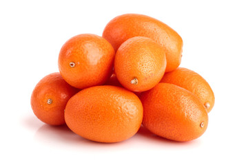 Cumquat or kumquat isolated on white background close up