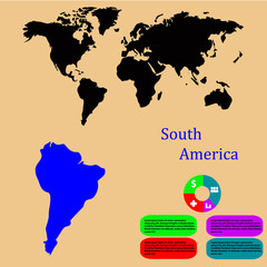 vector design of world map info graphic with south america in detil