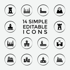 Set of 14 interest filled icons