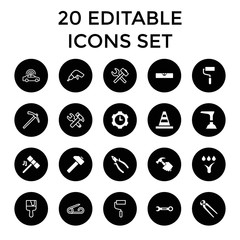 Repair icons. set of 20 editable filled and outline repair icons
