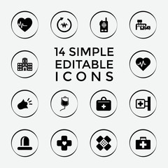 Set of 14 emergency filled icons