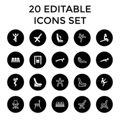 Sit icons. set of 20 editable filled and outline sit icons