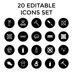 Cleaning icons. set of 20 editable filled and outline cleaning icons