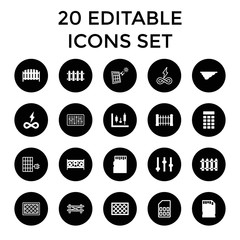 Panel icons. set of 20 editable filled and outline panel icons