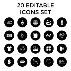 Web icons. set of 20 editable filled and outline web icons