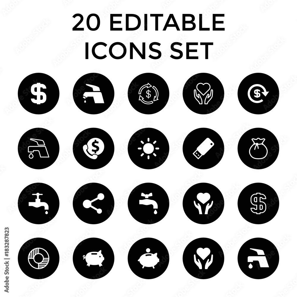 Poster Save icons. set of 20 editable filled and outline save icons