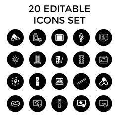 Tablet icons. set of 20 editable filled and outline tablet icons