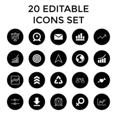 Arrow icons. set of 20 editable filled and outline arrow icons