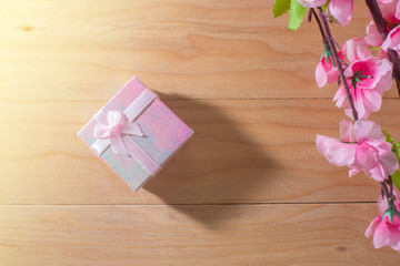 Gift box wrapped Christmas and Newyear presents with bows and ribbons, Christmas frame boxing day background and banner.