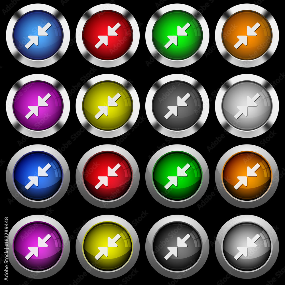 Poster resize small white icons in round glossy buttons on black background