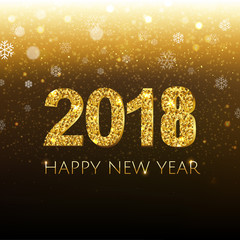 Golden New Year Banner With Snow
