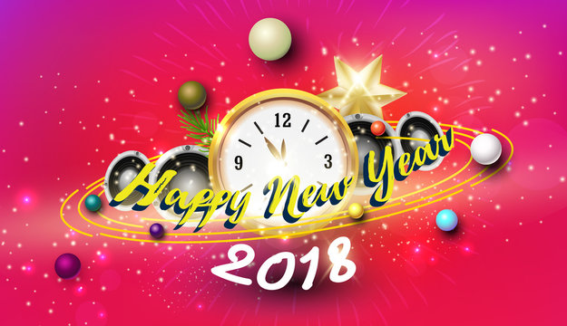 Happy new year with pink background party concept