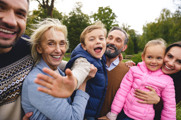 Fototapeta premium Big beautiful happy family having fun together