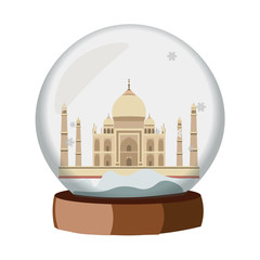 Snow globe city. India in Snow Globe.