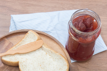bread and strawberry jam