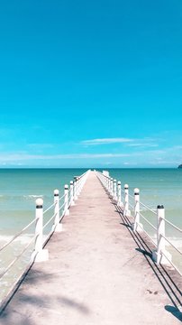 Beautiful pier in the ocean on Cambodian Koh Rong Sanloem
