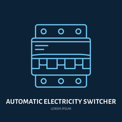Automatic electricity switcher flat line icon. Vector sign of electrical service.