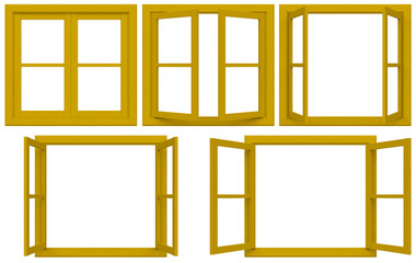 yellow window frame isolated on white background.