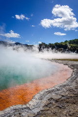 Champagne Pool hot lake in Waiotapu, Rotorua, New Zealand