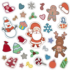 Obraz premium Christmas and Happy new year patch badges