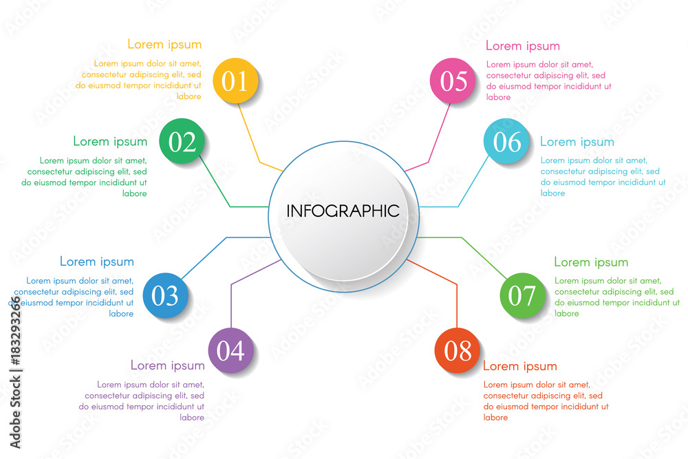 Poster modern infographic template with 8 options. template for graphics, presentation, business, web desig