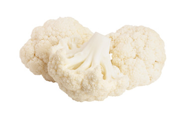 Piece of cauliflower isolated on white background macro. With clipping path