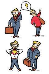 Businessman cartoon icons set