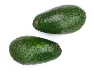 whole avocado isolated on white background close-up. Top view