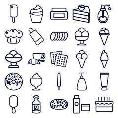 Set of 25 cream outline icons