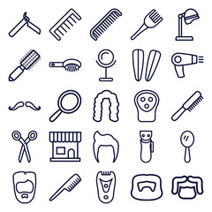 Set of 25 barber outline icons