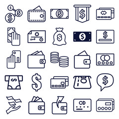 Set of 25 pay outline icons