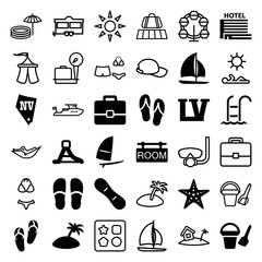 Set of 36 vacation filled and outline icons