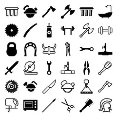 Set of 36 steel filled and outline icons