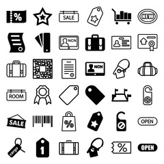 Set of 36 tag filled and outline icons