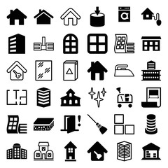 Set of 36 house filled and outline icons